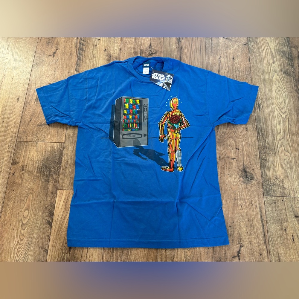 NOS 2011 Star Wars C-3PO Blue Graphic Valentine’s Fun T- Shirt Mens Size L